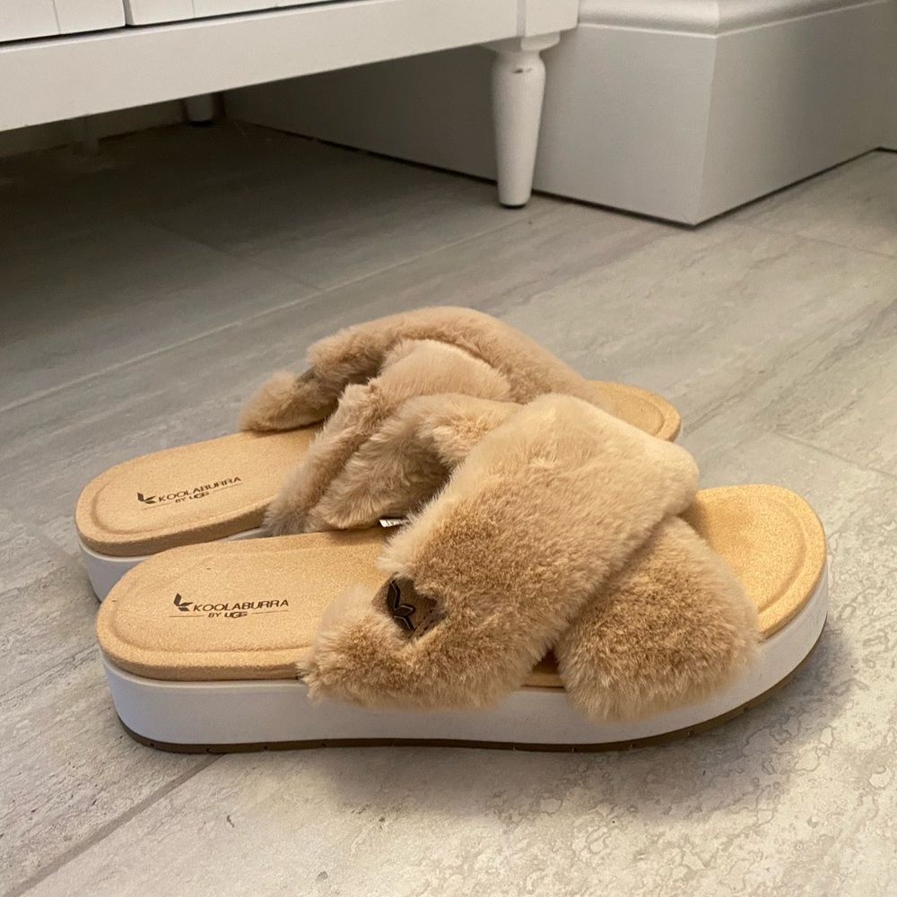 Koolaburra by UGG “Roubie Fuzz” Slippers, Size 9, Color “sand.”